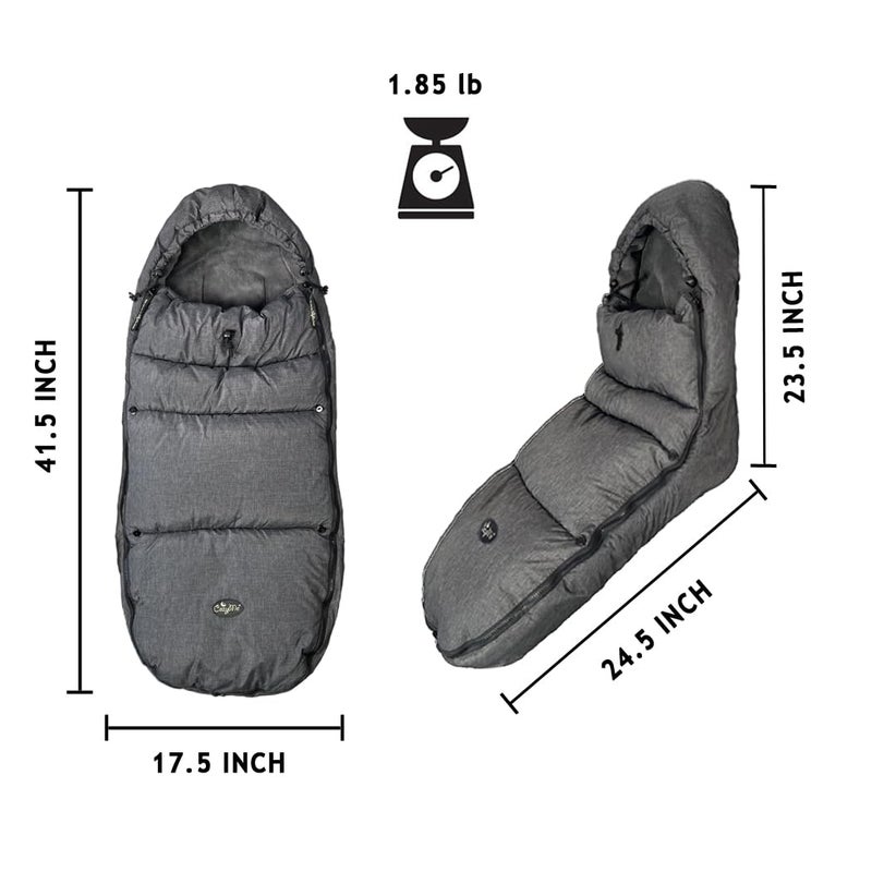 CozyMe Stroller Footmuff, Stroller Blanket with Hoodie for Toddler Winter Stroller Cover, Stroller Bunting Bag with Fleece Lined Front Height Adjustable & Removable Baby Bunting Bag for 6M-4T - Image 3